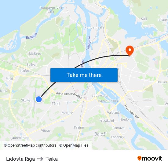 Lidosta Rīga to Teika map