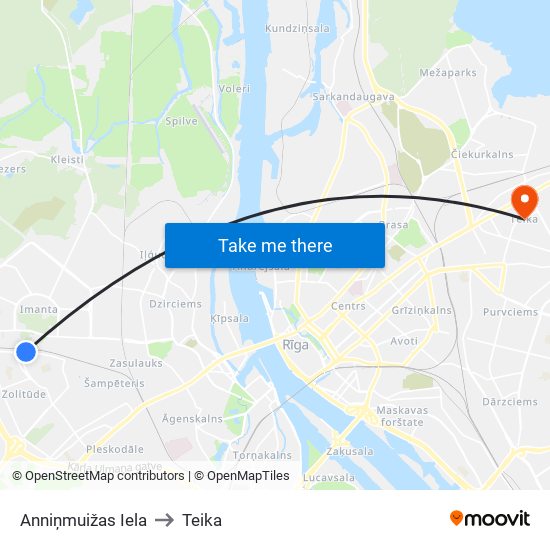 Anniņmuižas Iela to Teika map