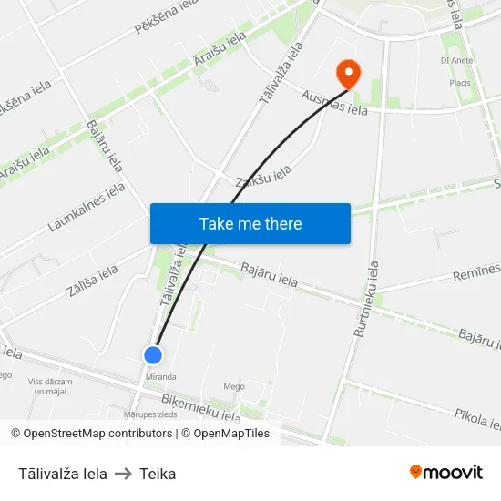 Tālivalža Iela to Teika map