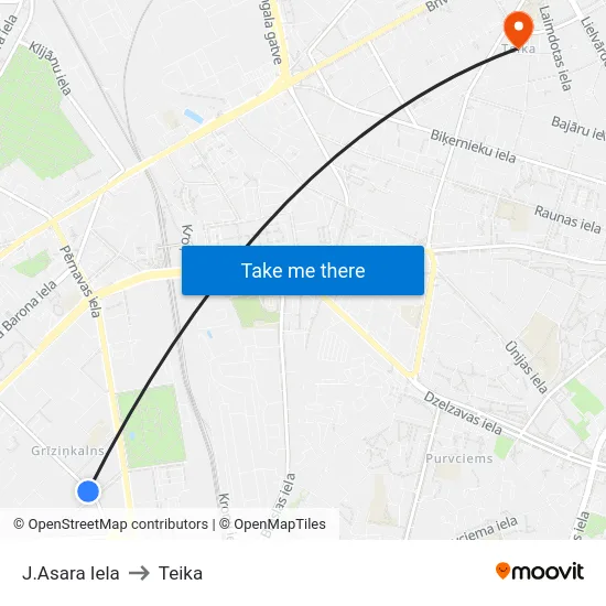 J.Asara Iela to Teika map
