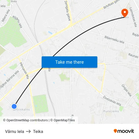 Vārnu Iela to Teika map