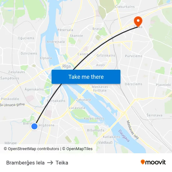 Bramberģes Iela to Teika map
