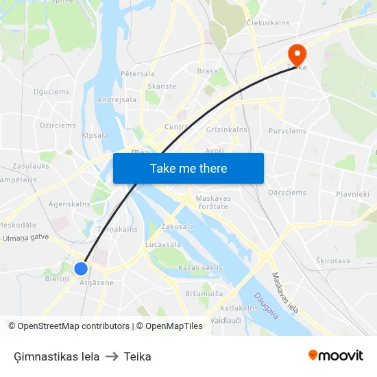 Ģimnastikas Iela to Teika map