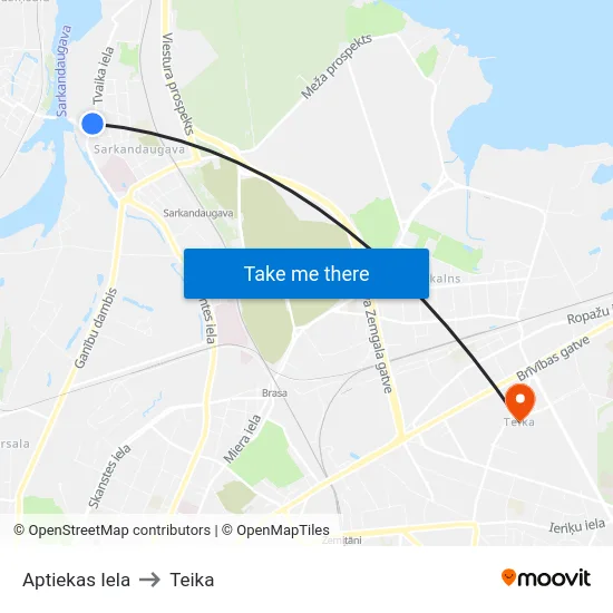 Aptiekas Iela to Teika map