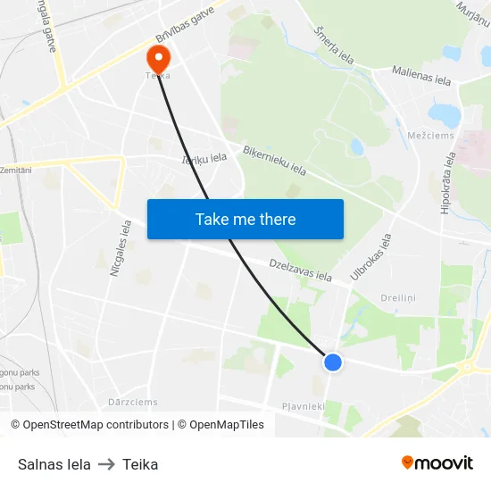 Salnas Iela to Teika map