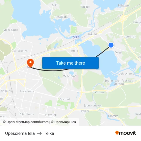 Upesciema Iela to Teika map