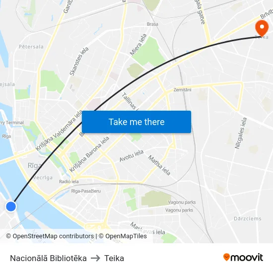 Nacionālā Bibliotēka to Teika map