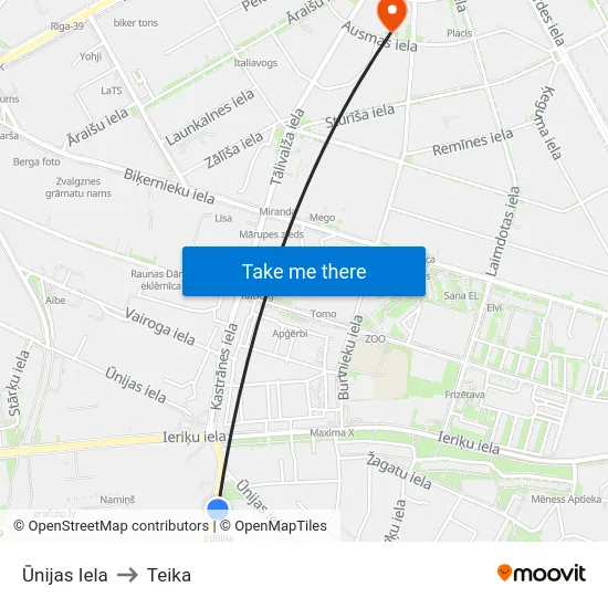 Ūnijas Iela to Teika map