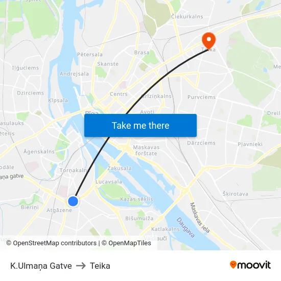K.Ulmaņa Gatve to Teika map