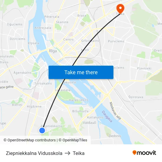 Ziepniekkalna Vidusskola to Teika map