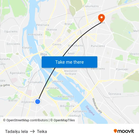 Tadaiķu Iela to Teika map