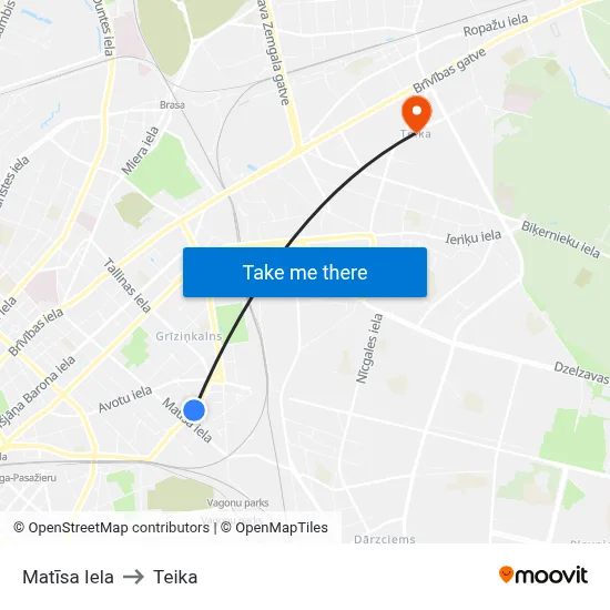 Matīsa Iela to Teika map