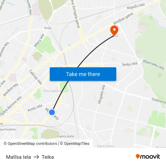 Matīsa Iela to Teika map
