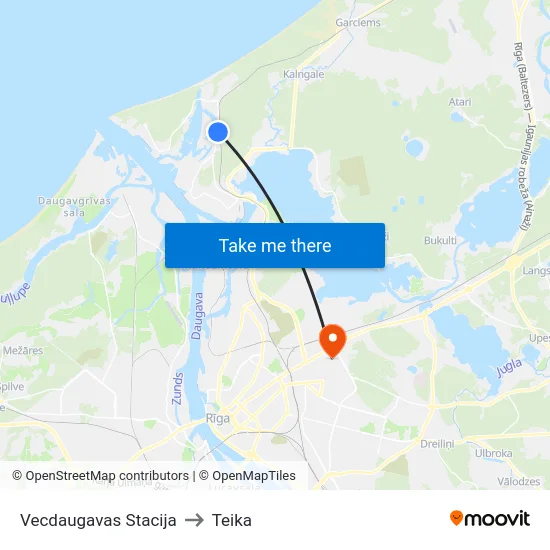 Vecdaugavas Stacija to Teika map