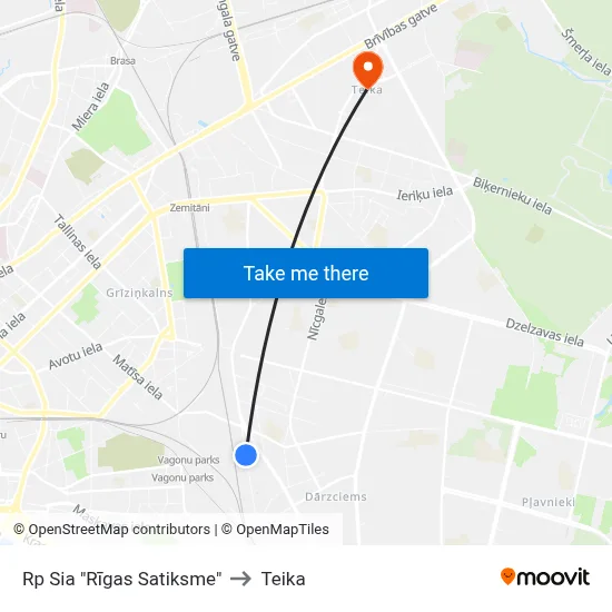 Rp Sia "Rīgas Satiksme" to Teika map