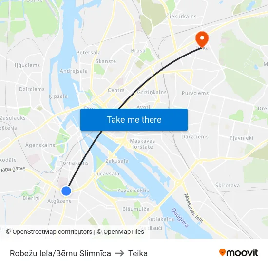 Robežu Iela/Bērnu Slimnīca to Teika map