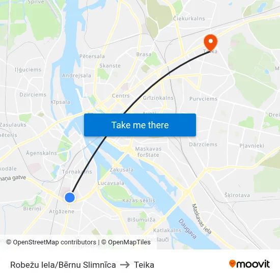 Robežu Iela/Bērnu Slimnīca to Teika map