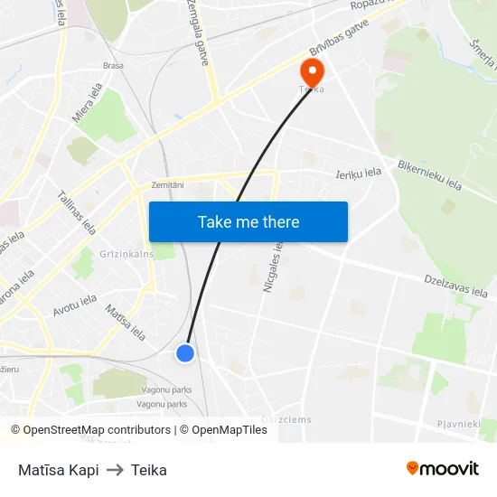 Matīsa Kapi to Teika map