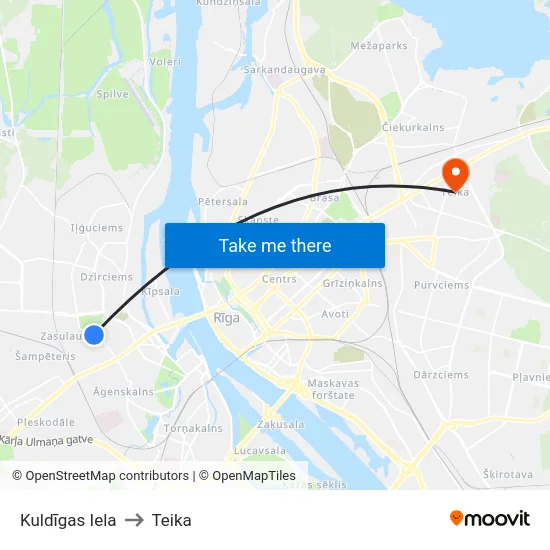 Kuldīgas Iela to Teika map