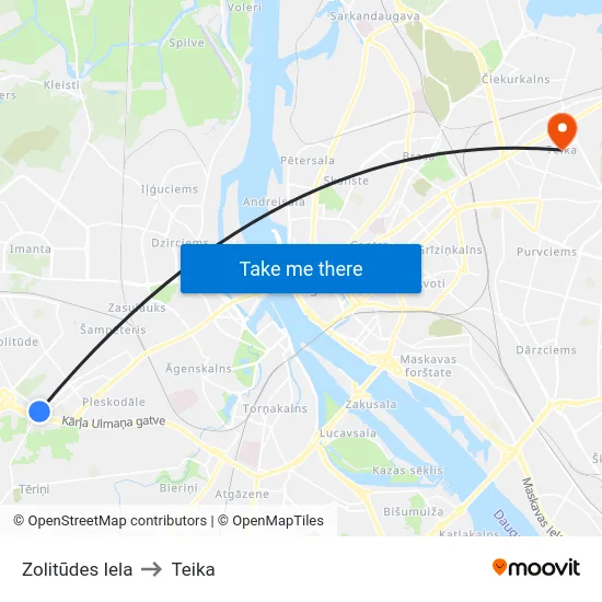 Zolitūdes Iela to Teika map