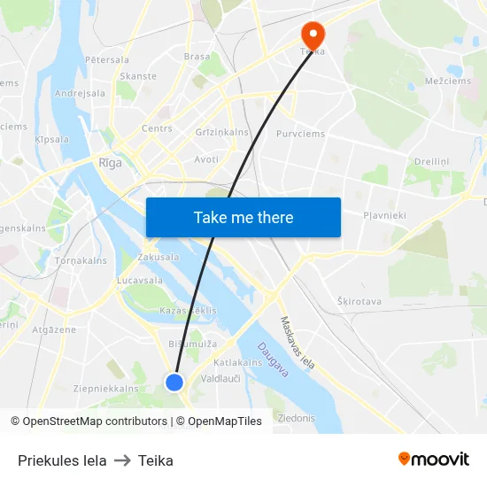 Priekules Iela to Teika map