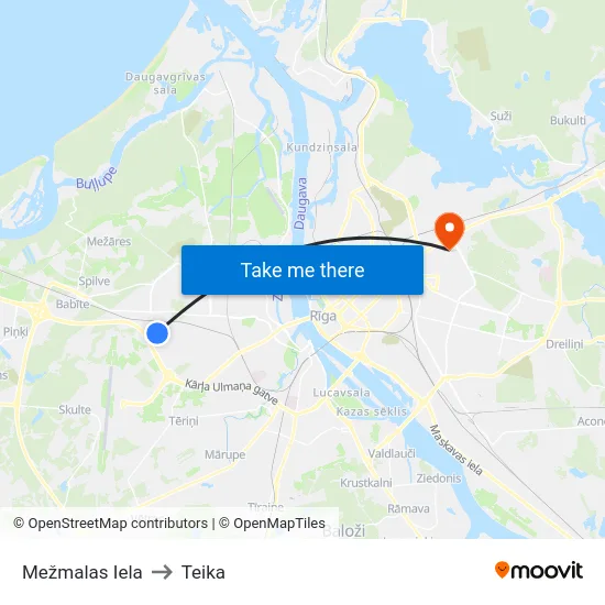 Mežmalas Iela to Teika map