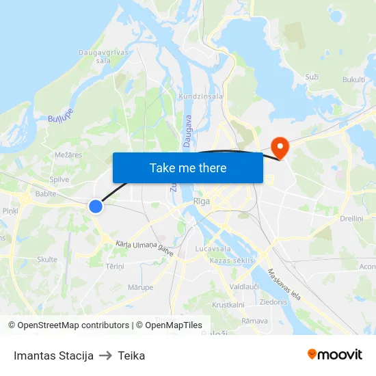 Imantas Stacija to Teika map