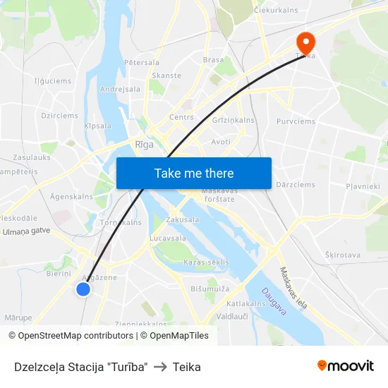 Dzelzceļa Stacija "Turība" to Teika map