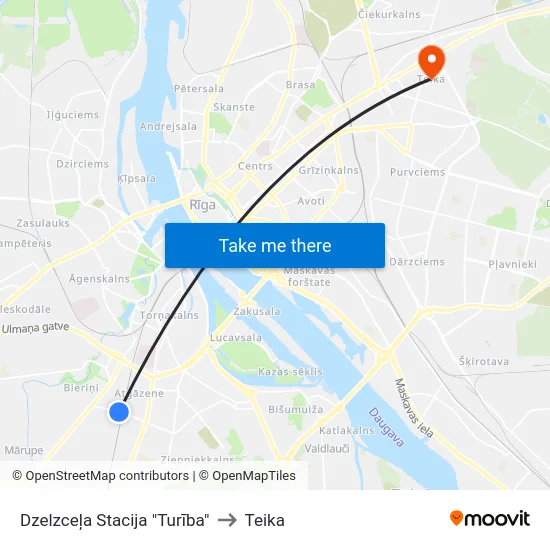 Dzelzceļa Stacija "Turība" to Teika map
