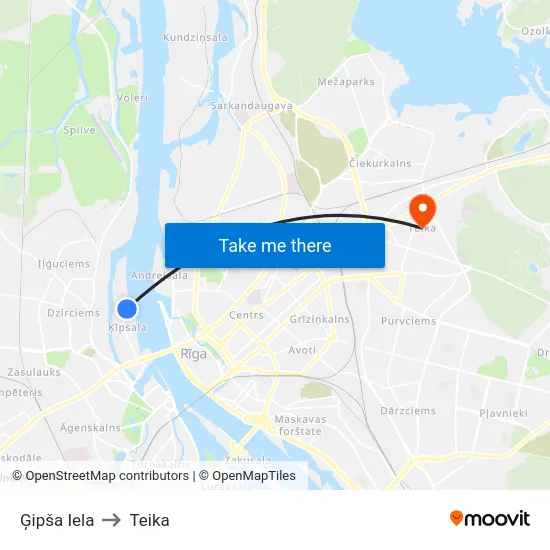 Ģipša Iela to Teika map