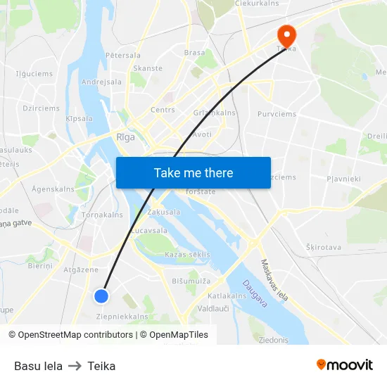 Basu Iela to Teika map