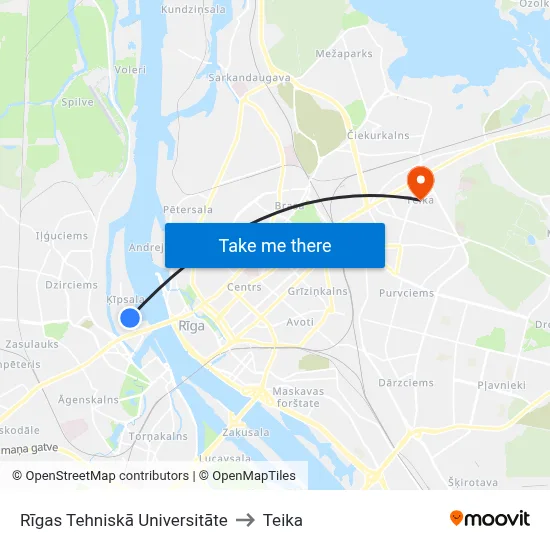 Rīgas Tehniskā Universitāte to Teika map