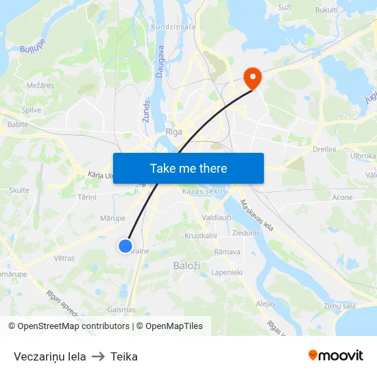 Veczariņu Iela to Teika map