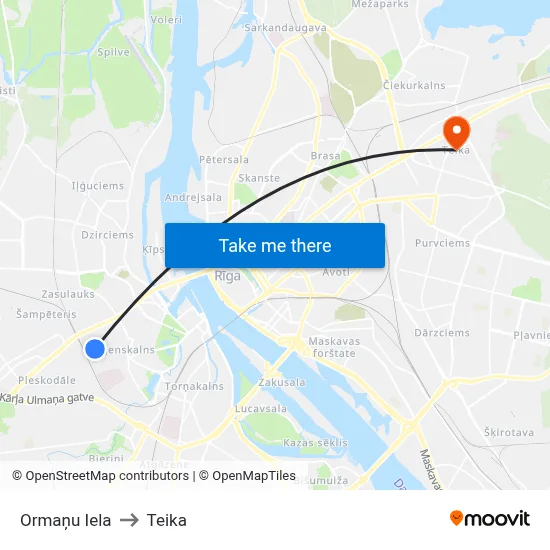 Ormaņu Iela to Teika map