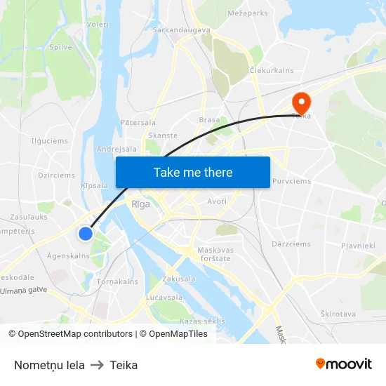 Nometņu Iela to Teika map