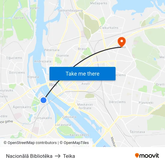 Nacionālā Bibliotēka to Teika map