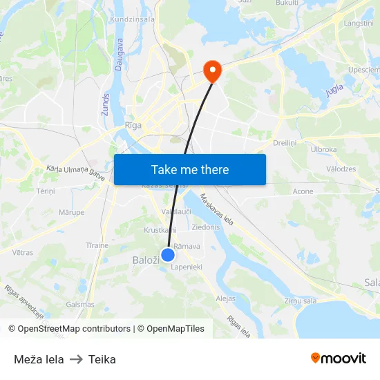 Meža Iela to Teika map