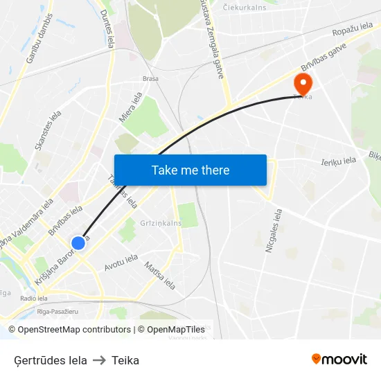 Ģertrūdes Iela to Teika map