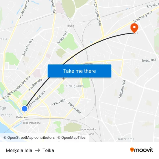 Merķeļa Iela to Teika map