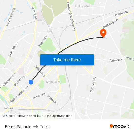 Bērnu Pasaule to Teika map