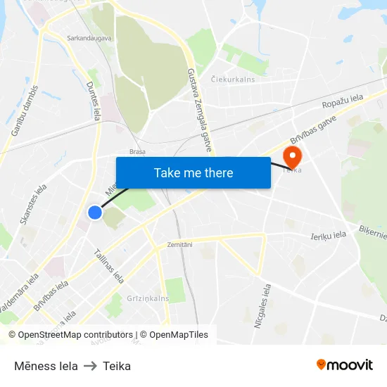 Mēness Iela to Teika map