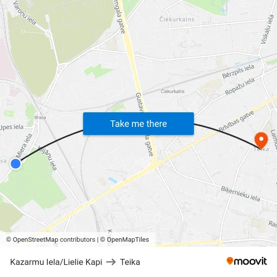 Kazarmu Iela/Lielie Kapi to Teika map