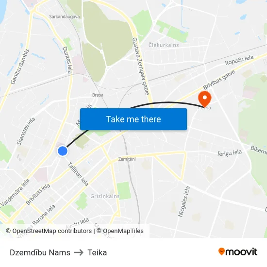 Dzemdību Nams to Teika map