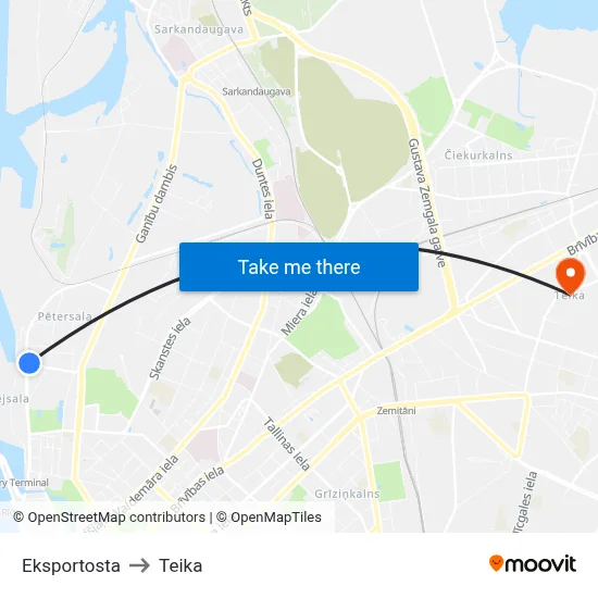 Eksportosta to Teika map
