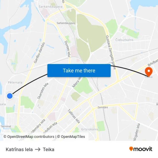 Katrīnas Iela to Teika map