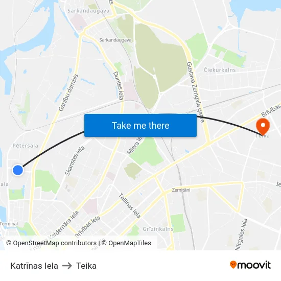 Katrīnas Iela to Teika map