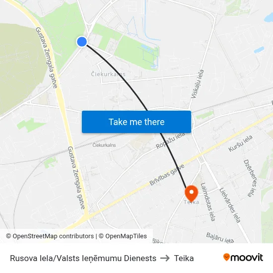 Rusova Iela/Valsts Ieņēmumu Dienests to Teika map