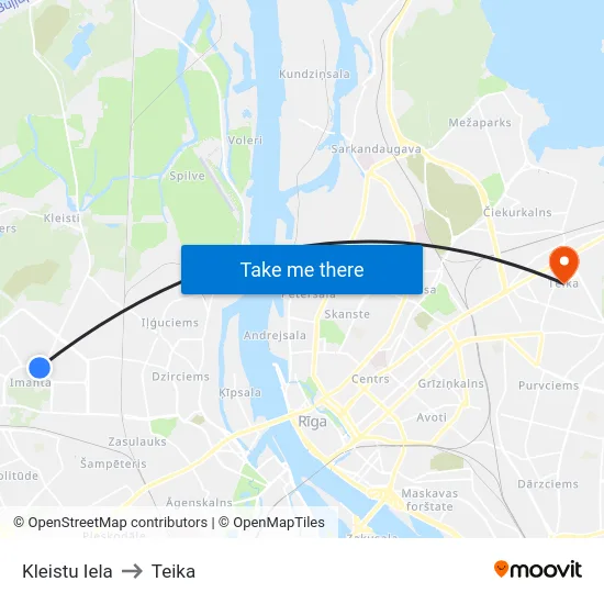 Kleistu Iela to Teika map