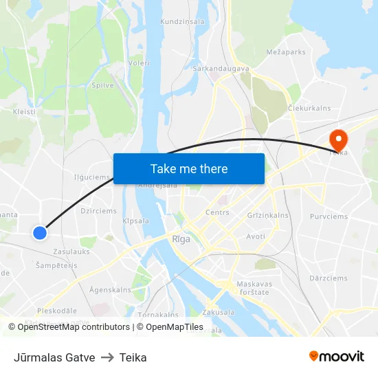 Jūrmalas Gatve to Teika map