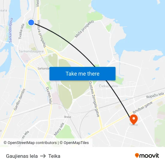 Gaujienas Iela to Teika map